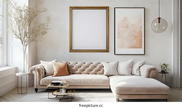 Modern Living Room Interior Design with Empty Frames