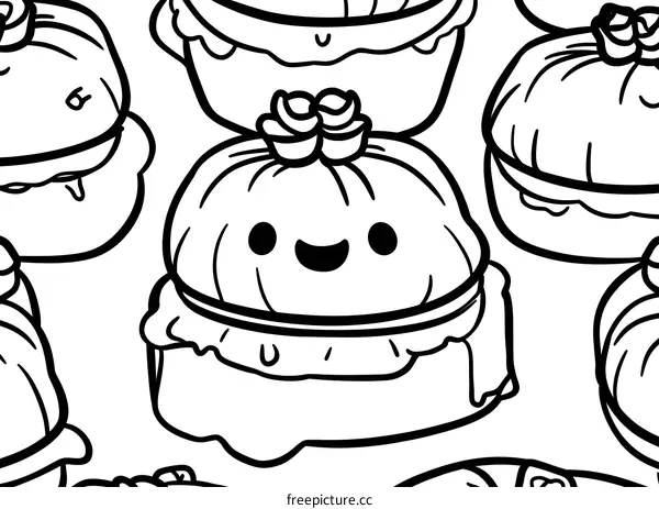 Cute Cartoon Burger with Smiling Face