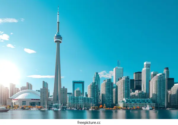 Toronto skyline with CN Tower in focus