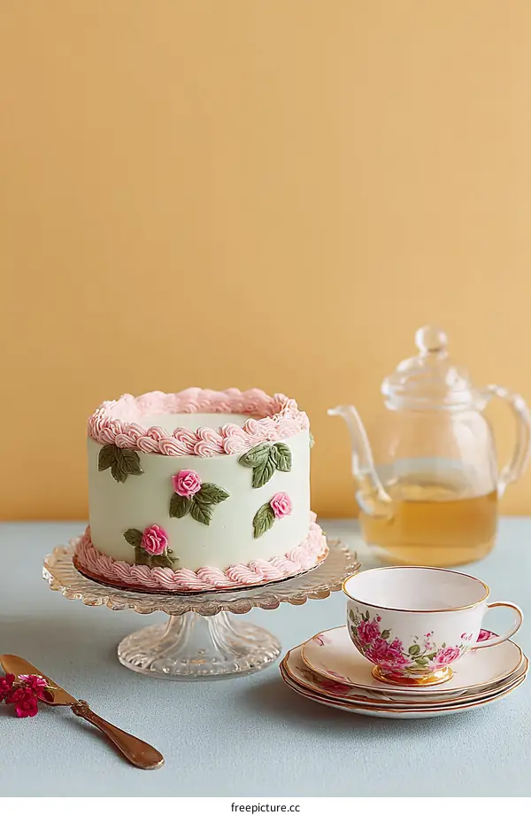 Beautiful Delicate Floral Decorated Cake
