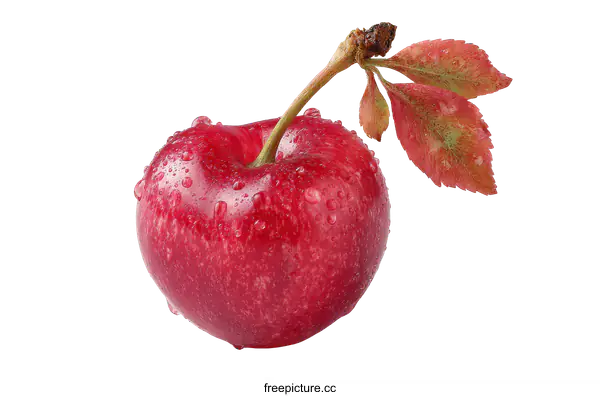[Transparent Background PNG]Close up of a fresh cherry with water droplets