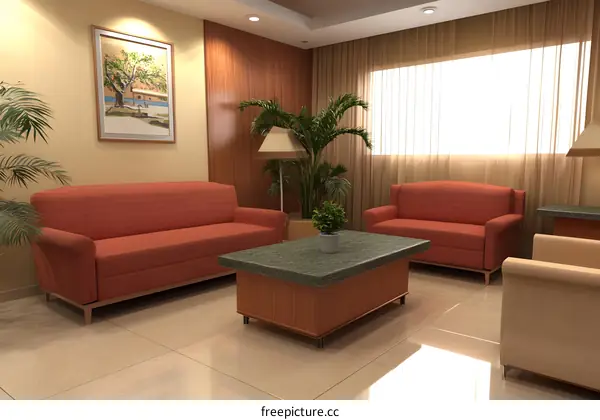 Living Room Interior Design with Sofa and Coffee Table