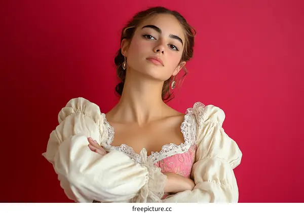 Portrait of a Young Woman in a Vintage-Inspired Dress