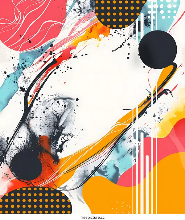 Abstract Art with Colorful Shapes and Black Strokes