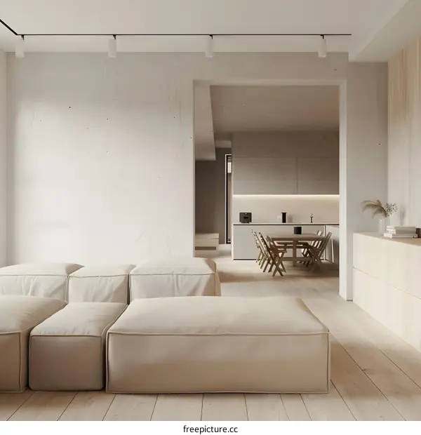 Minimalist Living Room Interior Design with Modern Furniture and Neutral Colors
