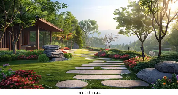 Japanese Style Courtyard Landscape