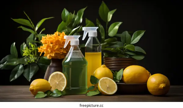 Homemade Natural Cleaning Solution Using Lemons and Orange Flowers