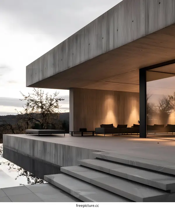 Modern Concrete House with Infinity Pool and Minimalist Design