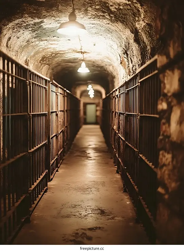Old Prison Cell Passageway Interior