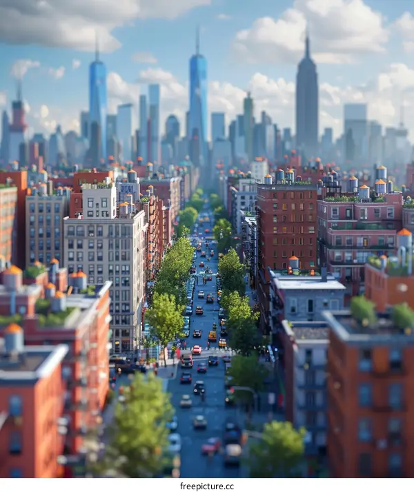 New York City Street View Illustration