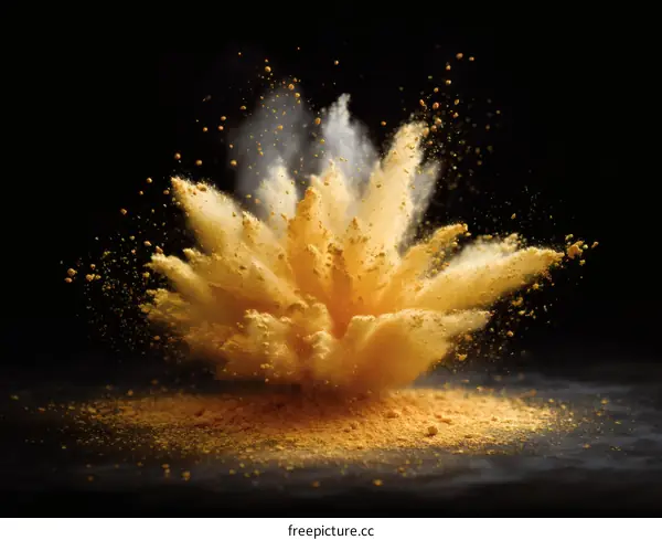 Golden Powder Explosion on Black Background