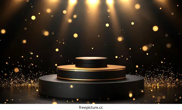 Elegant Black and Gold Award Display Podium
