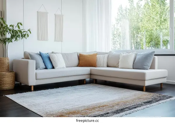 Modern Cozy Living Room with Sectional Sofa