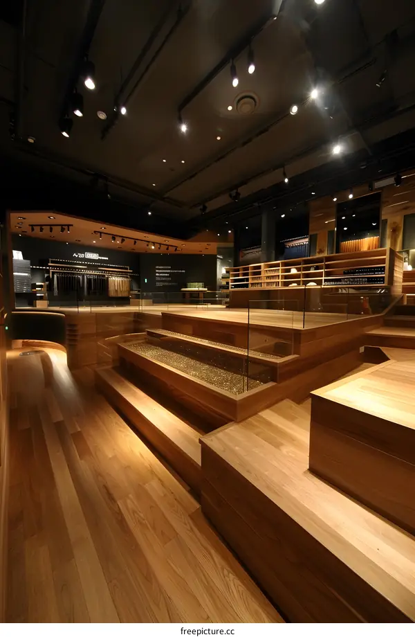 Modern Wooden Interior Design with Glass Railings