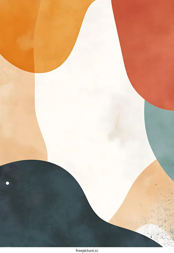 Abstract Watercolor Painting With Organic Shapes and Neutral Colors