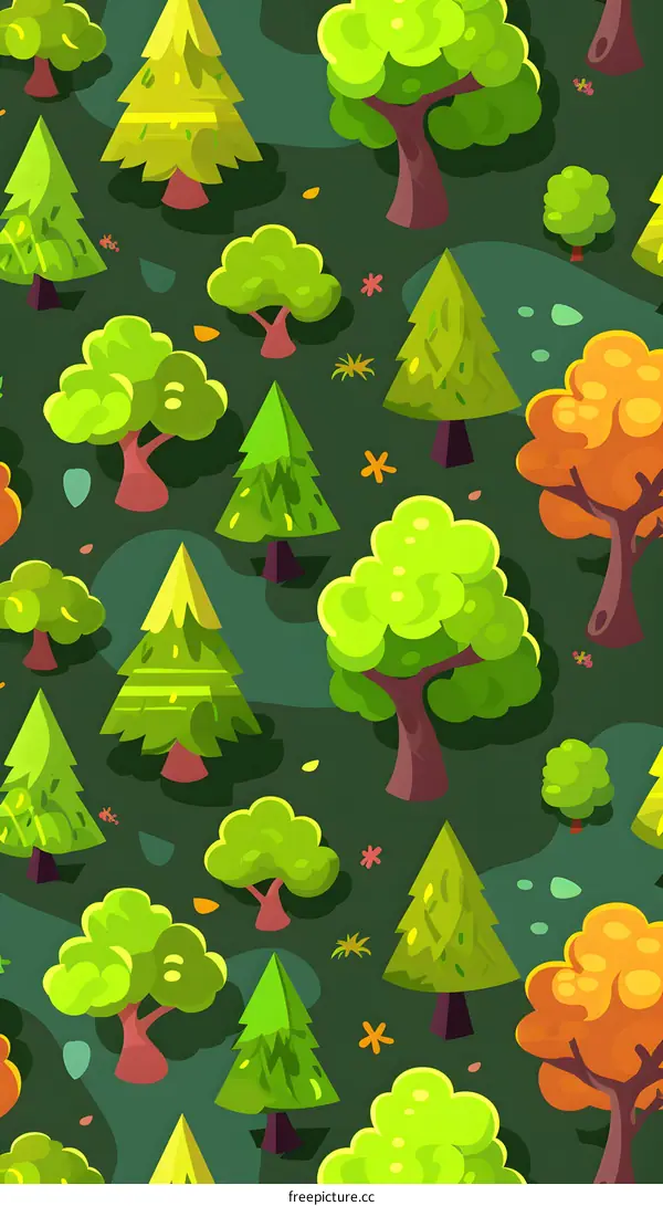 Green Trees Seamless Pattern Illustration