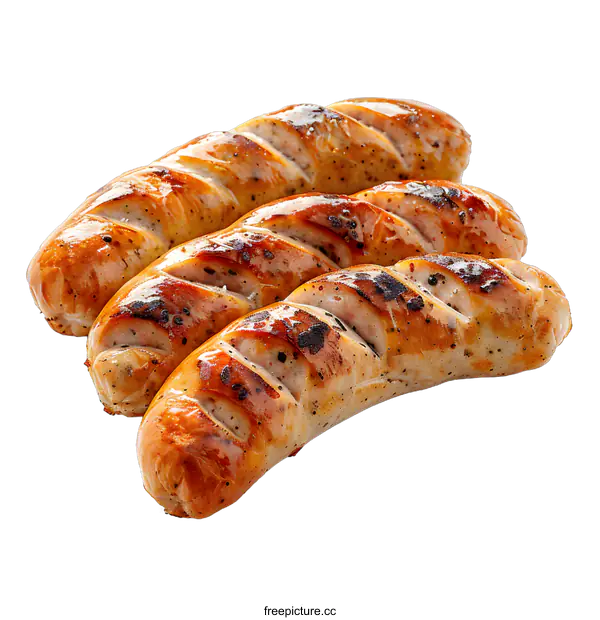 [Transparent Background PNG]Grilled sausages on white background