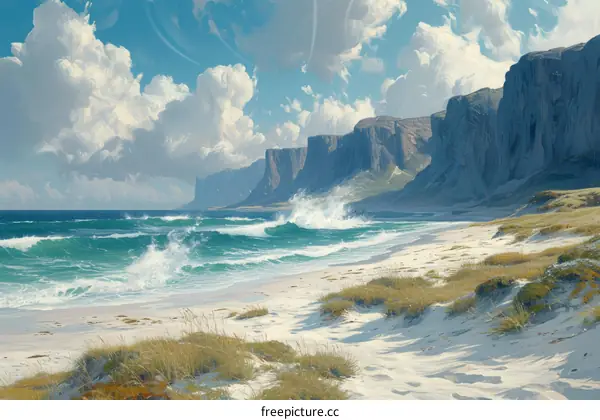 Beach with Rocky Cliffs