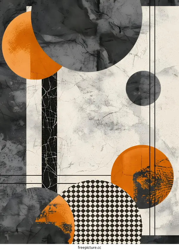 Abstract Geometric Shapes Orange and Gray