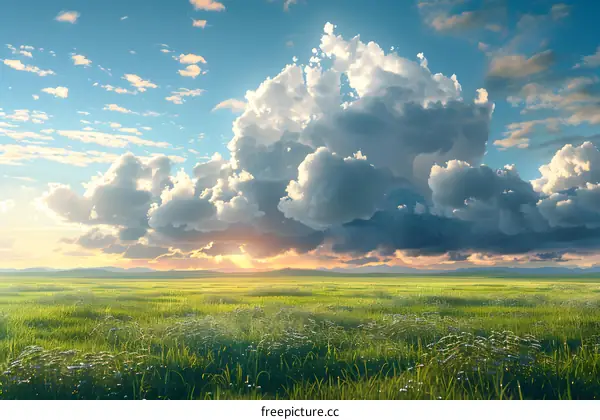 Prairie under the sunset