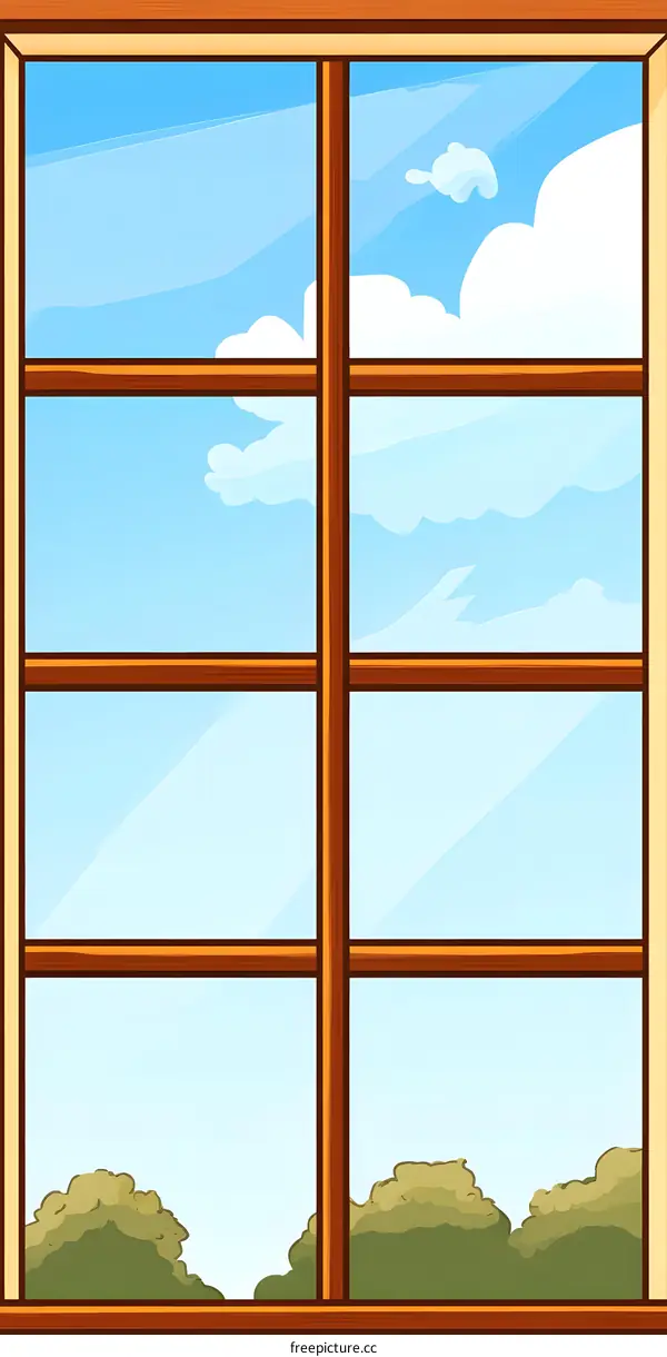 Window View of Blue Sky with White Clouds