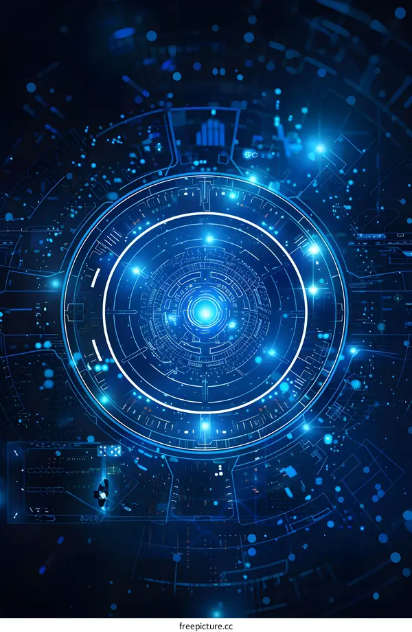 Abstract Digital Futuristic Technology Background with Glowing Lines