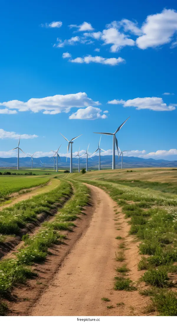 Wind turbines in a field
