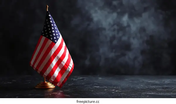 American Flag on Dark Background
