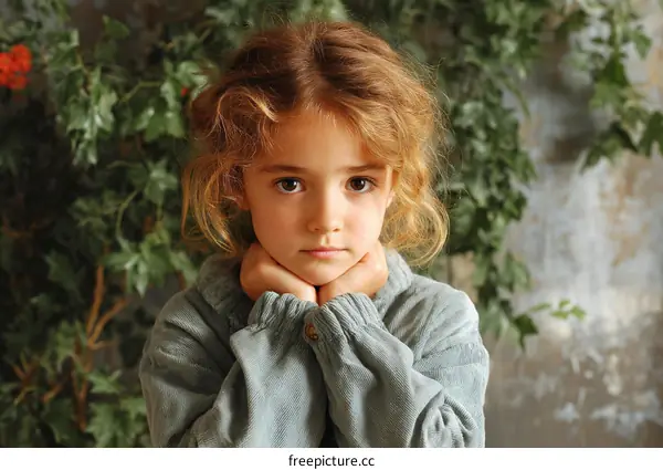 Close-up Portrait of a Caucasian Girl