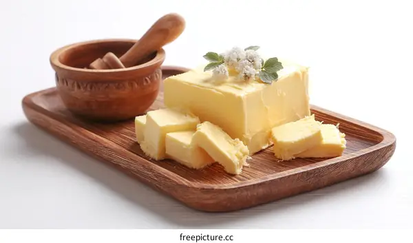 Delicious Butter on Wooden Tray