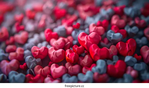 A Multitude of Pink and Gray Hearts