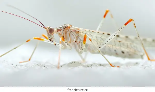 Macro Photography of a White Assassin Bug