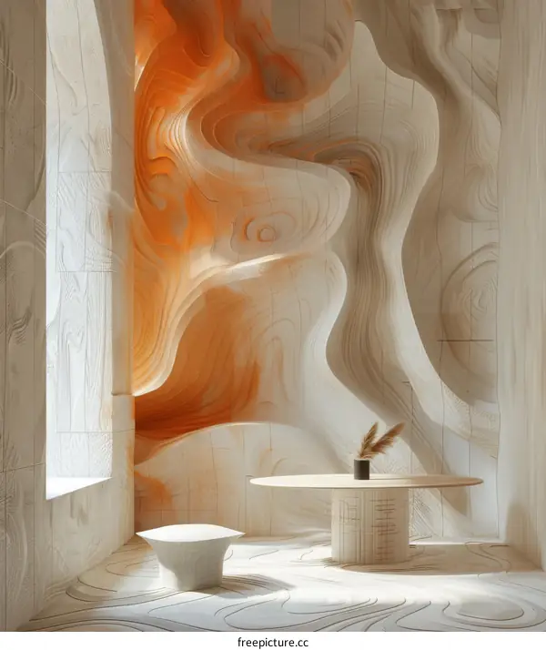 Modern Interior Design with Abstract Wood Paneling