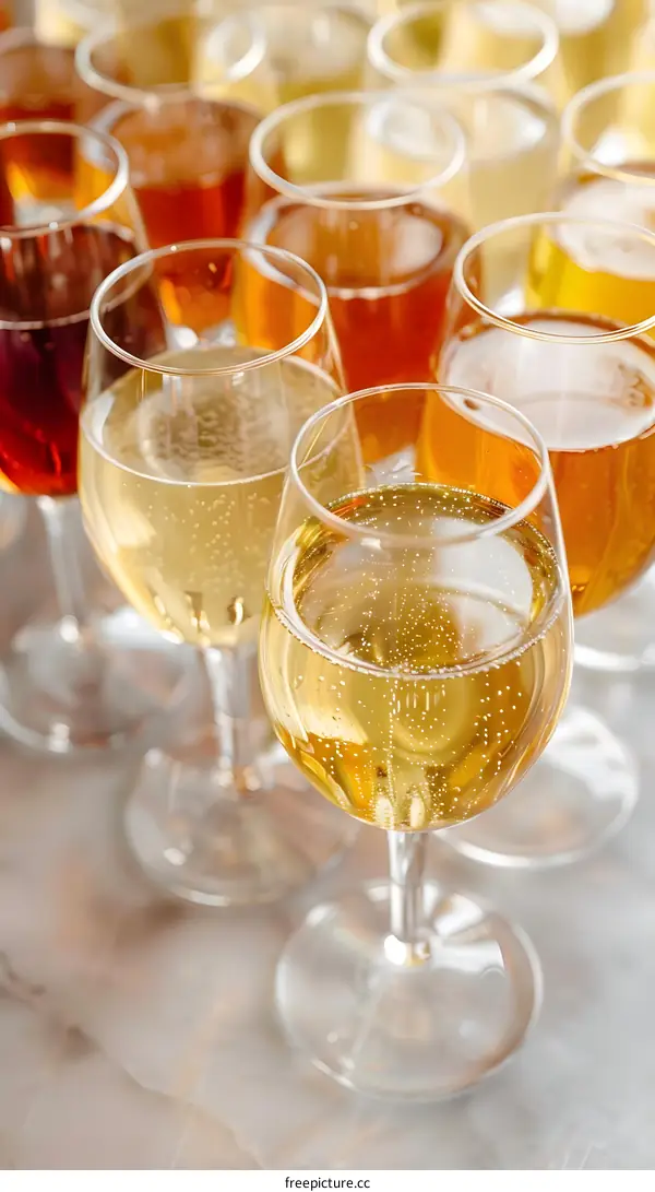 Close Up Of Glasses Filled With Champagne