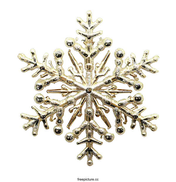 [Transparent Background PNG]Gold Glitter Snowflake on White Background