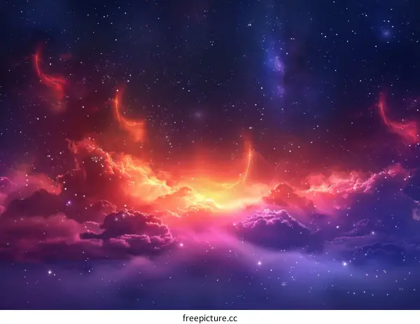 Stunning Nebula and Galaxies in the Night Sky