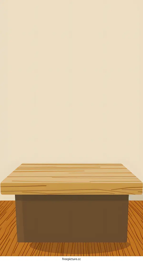 Wooden Tabletop with Beige Wall and Wood Floor Background Illustration