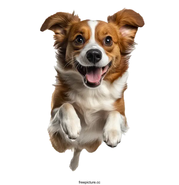 [Transparent Background PNG]Happy Dog in Mid-Air