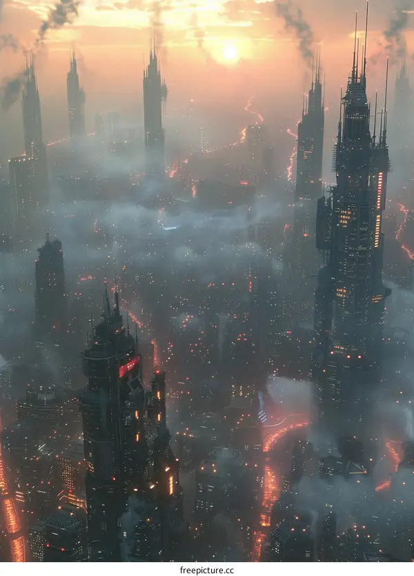Futuristic Cityscape at Sunset