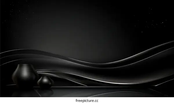 Abstract Black Still Life with Vases