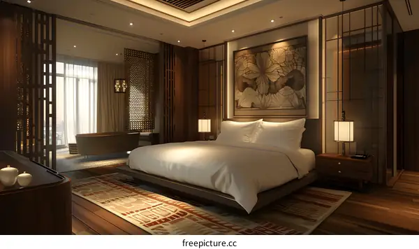 Luxury hotel suite bedroom