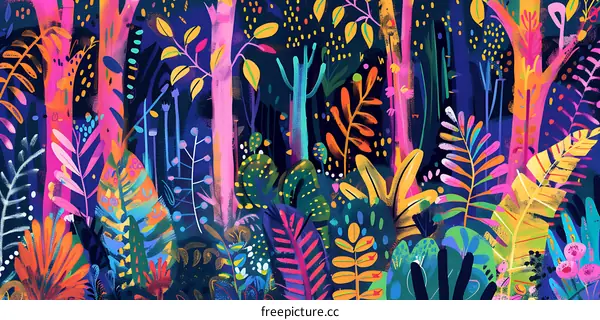 Vibrant and Colorful Jungle Illustration