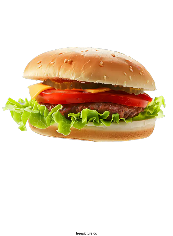 [Transparent Background PNG]Delicious cheeseburger isolated on white