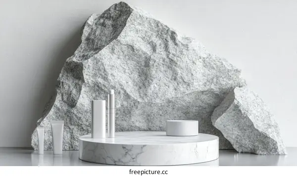 Modern Minimalist Cosmetic Display with Stone Accent