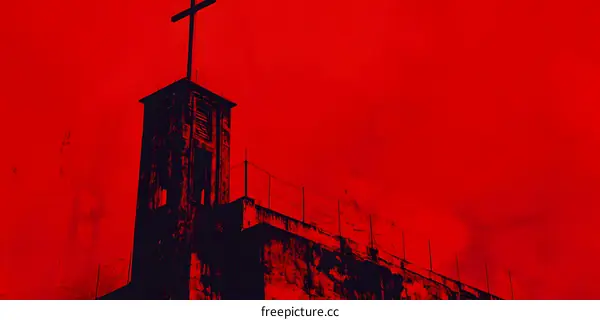 Red Sky Church Silhouette