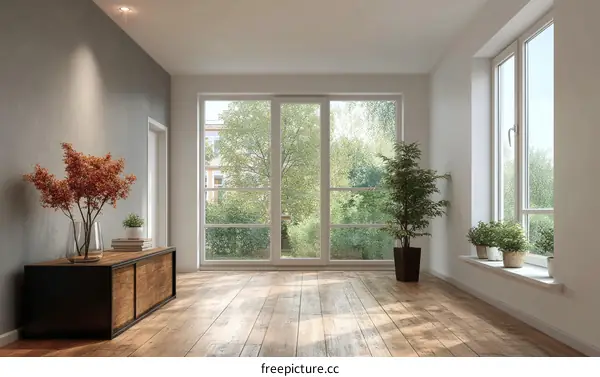 Empty Modern Room with Large Windows