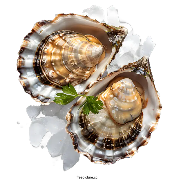 [Transparent Background PNG]Fresh Oysters on Ice