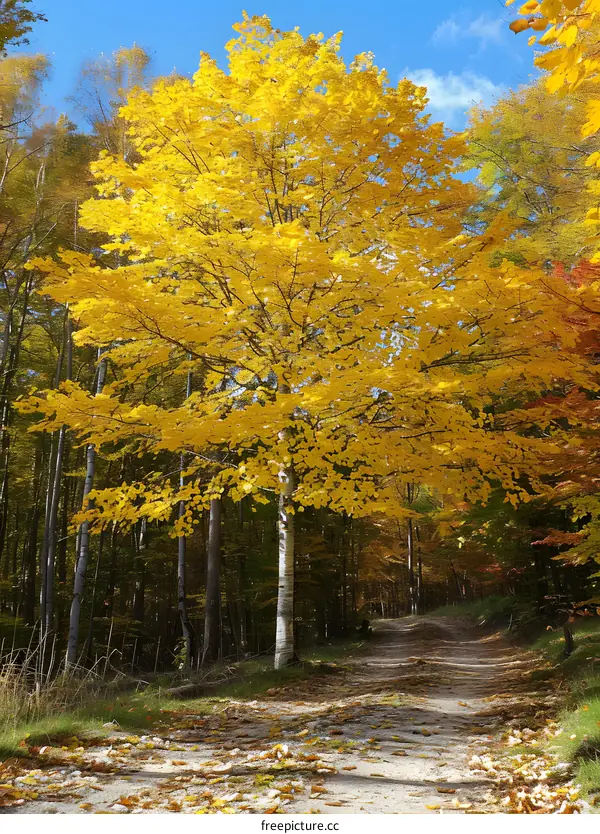 Golden Autumn Forest Path