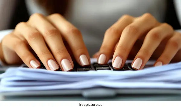 Close Up of Business Woman Hands Typing on Keyboard