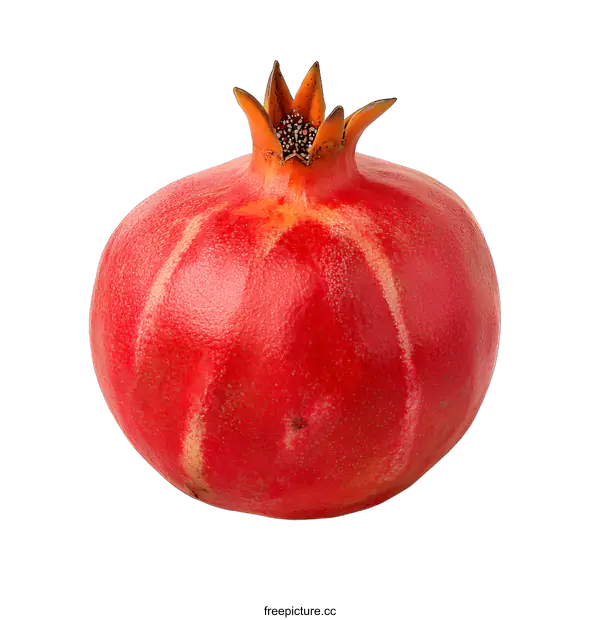 [Transparent Background PNG]Red Ripe Pomegranate Fruit Isolated on White Background